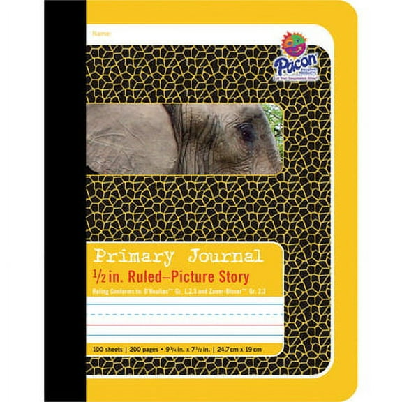 Pacon-2PK Primary Journal, D'Nealian 1-3, Zaner-Bloser 2-3, Illustration/Manuscript Format, Yellow Cover, 9.75