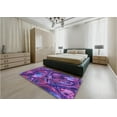 thumbnail image 5 of Ahgly Company Machine Washable Indoor Round Transitional Dark Magenta Purple Area Rugs, 3' Round, 5 of 7