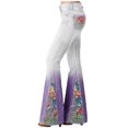 thumbnail image 2 of uublik Womens Flared Pants High Waisted Pull On Bell Bottom Pants Trendy Elastic Denim Pants, Purple, 2 of 4