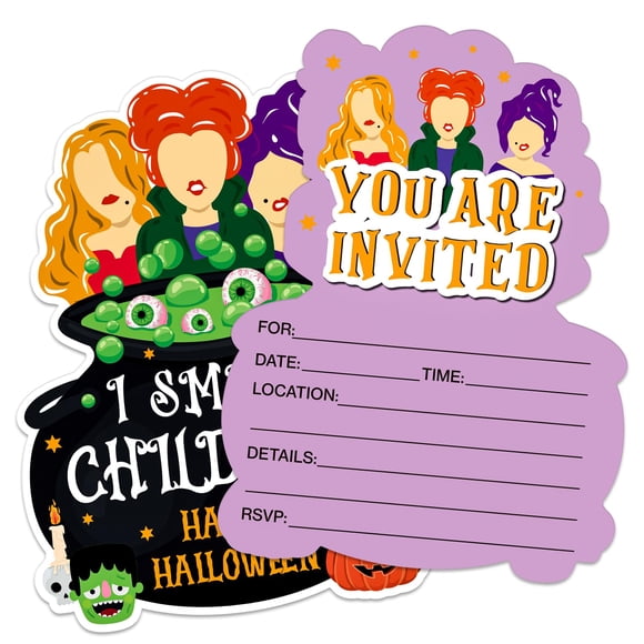 Tarjetas de invitación para fiesta de Halloween BIZIBAFF Hocus Pocus, paquete de 12