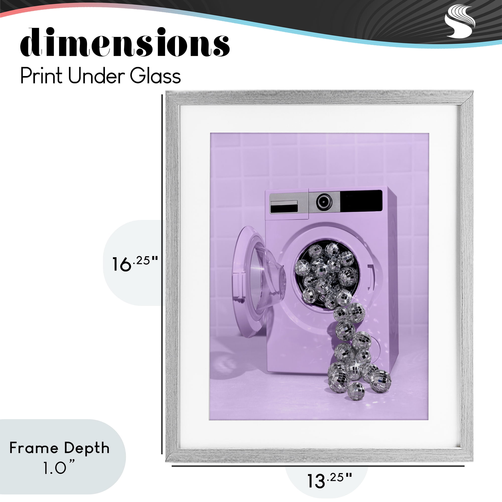 Stupell Industries Disco Laundry Machine over Purple Gray Framed Print Under Glass, design by LISH Creative