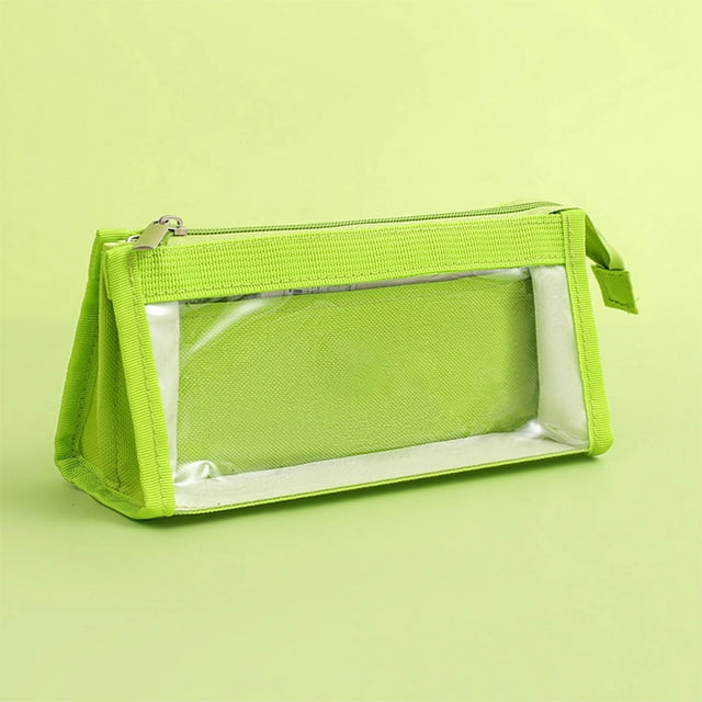 Trousse à Crayons en Maille Transparente Verte Grande Capacité Sac de Rangement à Fermeture Éclair Spécial Examen Étudiant Trousse à Crayons Portable Trousse de Papeterie