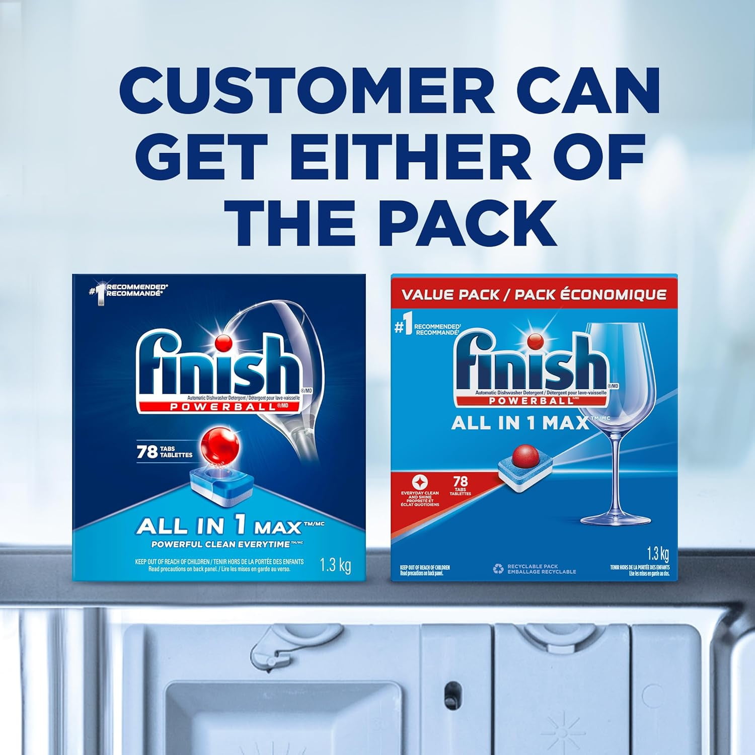 Finish - All in 1 MAX - Dishwasher Detergent - Powerball - Dishwashing Tablets Powerful Clean- Dish Tabs, 78 Count