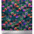 thumbnail image 1 of Soimoi Tissu Crêpe polyester Feuilles & Roses Imprimé Floral 1 Yard 52 Pouces de Large, 1 of 3