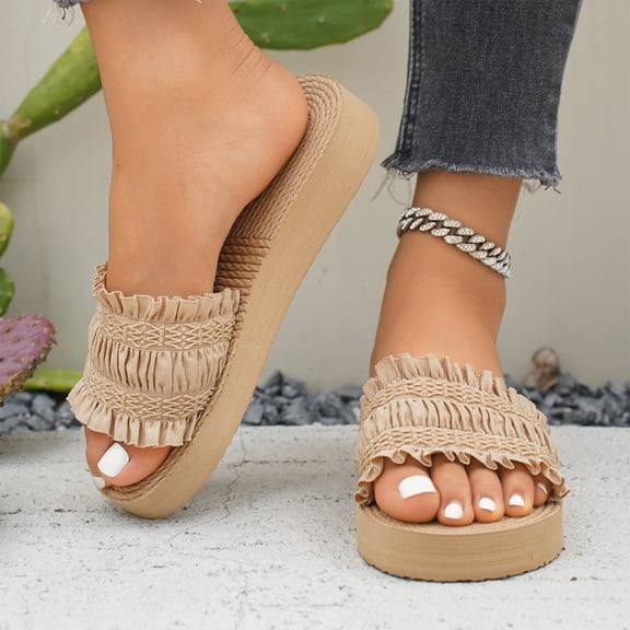 Willtoo Ladies Bohemian Elegant Slippers,Slip On Flip Flops for Beach Travel,Comfy Toe Ring Orthotic Orthopedic Sandals