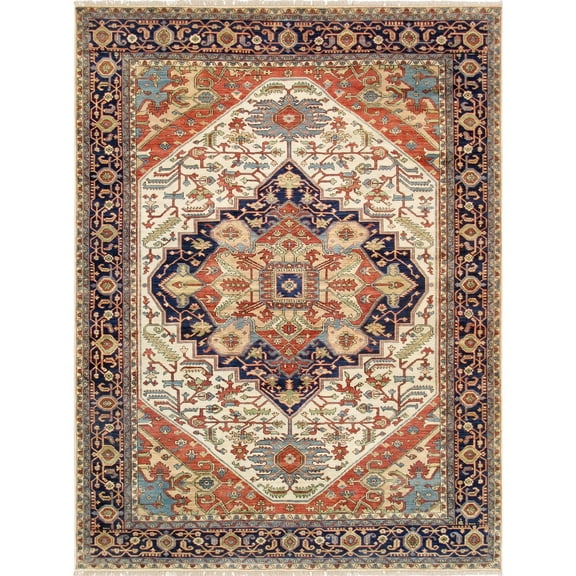 Pasargad Home Serapi Hand-Knotted Wool Area Rug 4' 2" X 5'10" Ivory