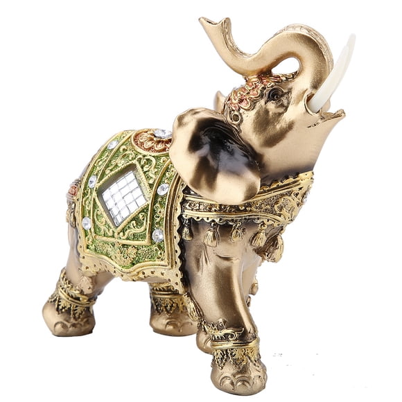 Fyydes Feng Shui Elephant, Elephant Statue Lucky Feng Shui Elephant Statue, Resin Green For Cafe Hotel Home Office
