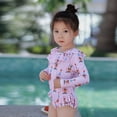thumbnail image 4 of LYMAYTER Baby Toddler Girl Long Sleeve Ruffle Swimsuit One Piece Rash Guard Bathing Suit with 6M-8Y, 4 of 8