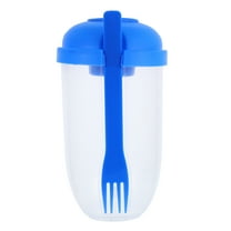 Worgeous Salad Shaker Cup With Fork Portable Breakfast Lunch Snacks Mason Jar Container Leak-Proof Vegetable And Fruit Salad Dressing Jar Food Dressing Cup Blue