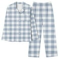 thumbnail image 1 of Ailaofu Plus Size Pajamas Set for Women Plaid Long Sleeve Lounge Set Button Down Pj Sets, 1 of 4