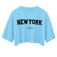 thumbnail image 5 of Womens Tshirt Crop Short Sleeve Printed Casual Summer Loose Womens Summer Tops Light Blue M, 5 of 5