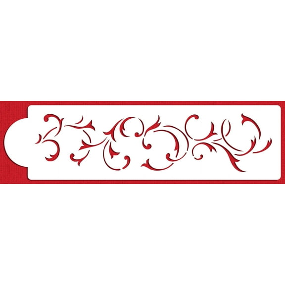 Designer Stencils French Swirl Cake Stencil Side, Beige/semi-transparent