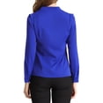 thumbnail image 3 of CAMISA DE BOTONES DE MANGA LARGA CON ESCOTE EN V ELEGANTE PARA MUJERES CHIC S AZUL REAL, 3 of 7