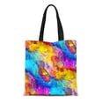 thumbnail image 1 of NUDECOR Sac en Toile Réutilisable Sac de Courses Abstrait Éblouissement de Peinture Bande Jaune Colorée Taches Aquarelle Sac Fourre-Tout, 1 of 1