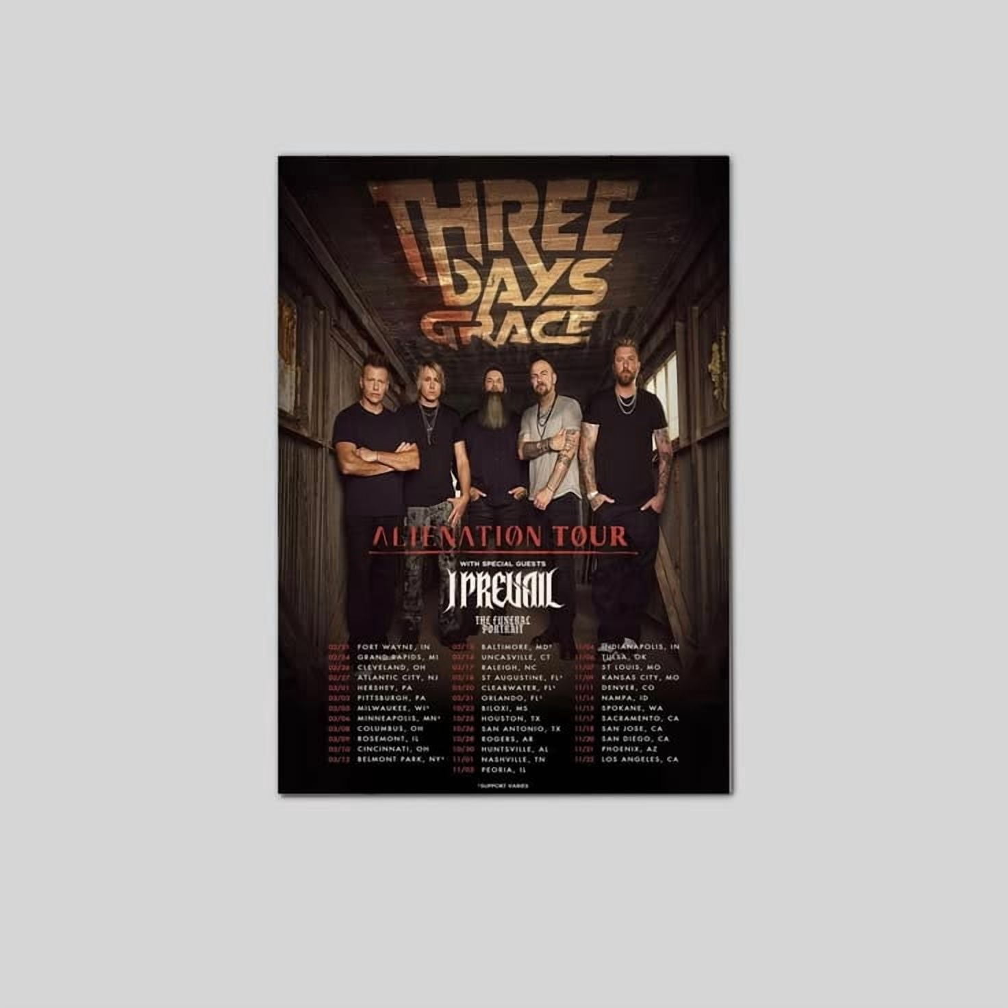 Three Days Grace Alienation Tour 2026 Rock Band Poster Size 24''x36'' Googate