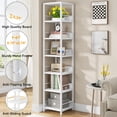 thumbnail image 3 of Tribesigns 75 Inches Tall Narrow Bookshelf, 6-tier Multipurpose Storage Rack Book Shelves, Rustic Corner Square Shelf Tower, Skinny Bookcase Display Stand Shelving Units, 2 PCS, 3 of 4