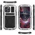thumbnail image 2 of Case for iPhone 13 Pro Max,Heavy Duty Shockproof Full-Body Sturdy Protective Metal Hard Case with Built-in Screen Protector and Stand for iPhone 13 Pro Max 6.7 inch (Silver), 2 of 14