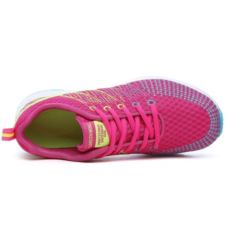 

Quealent Women S Walking Shoes Women s Fashion Canvas Sneakers Mesh Knitted Upper Low Cut Casual Shoes Hot Pink 5