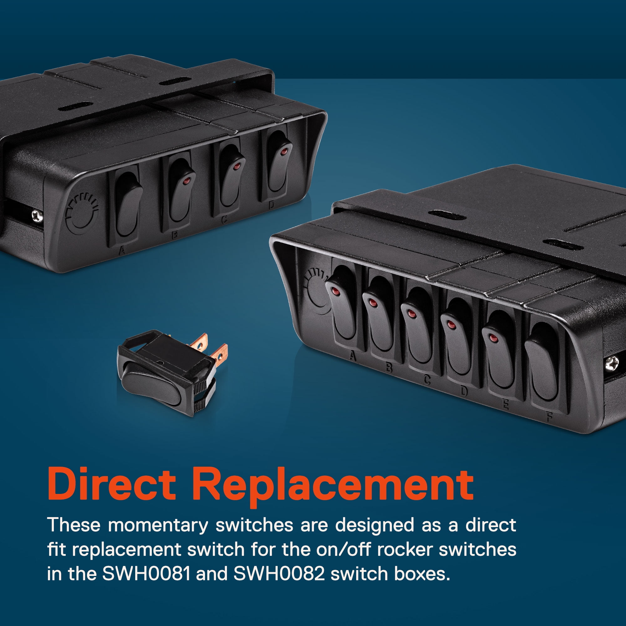 2pc 12v SPST Momentary Rocker Switch for SWH0081 SWH0082 Switch