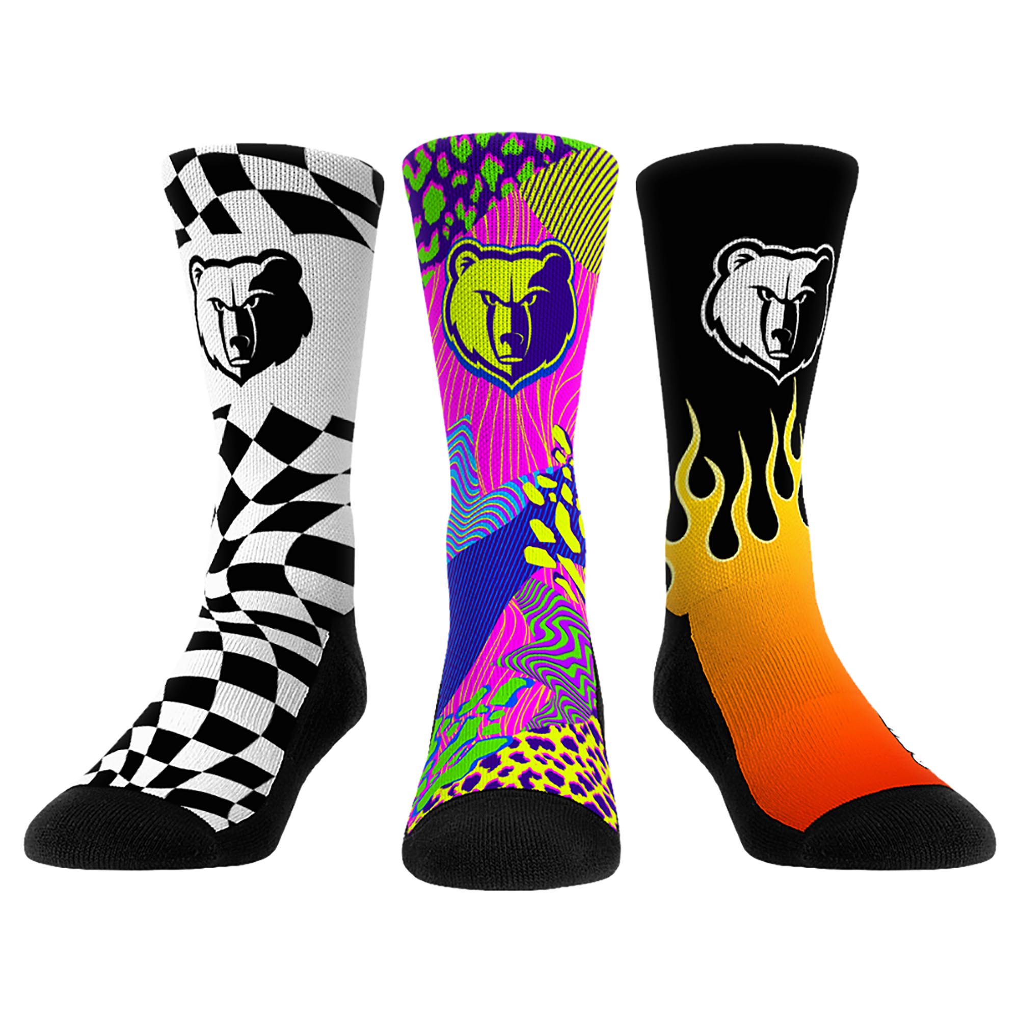 Unisex Rock Em Blue Memphis Grizzlies Team Vibes Three-Pack Crew Socks Set