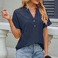 thumbnail image 4 of Womens Fashion Summer Tops 2025 Plus Size Casual Solid Short Sleeve V-neck Button T-shirt Top Blouse, 4 of 7