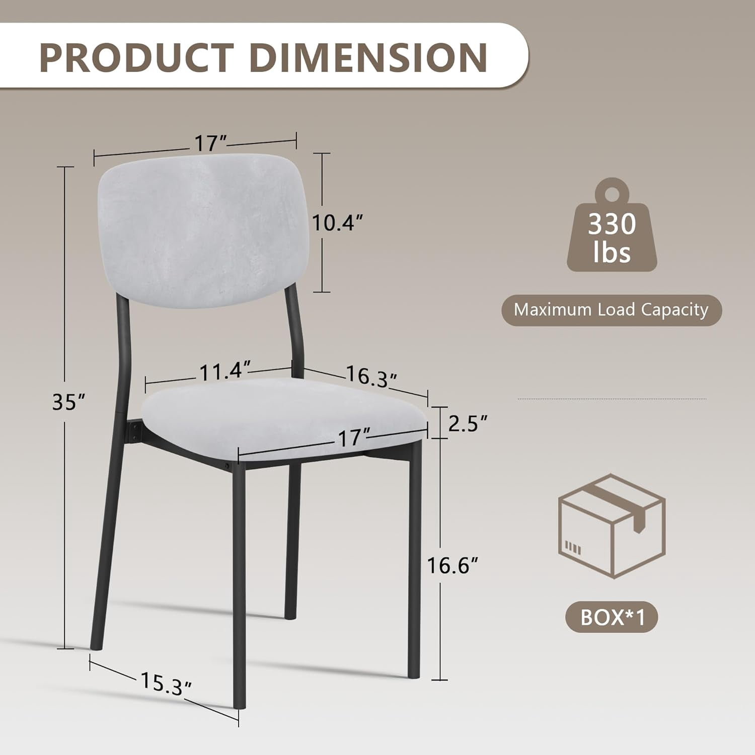 Upholstered Dining Chairs Set of 4, Stackable Modern Dining Room Chairs, Kitchen Chairs w/Soft Velvet Backrest & Sturdy Metal Legs ,Light Grey