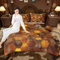 thumbnail image 3 of Erosebridal Watercolor Honeycomb Twin Comforter Sets, Brown Hexagon Bedding Set, Black Reversible, 1 Comforter and 1 Pillowcase, 3 of 6