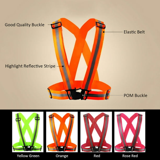 Generic orange safety reflective adjustable vest belt high visibility gear  stripe : : Clothing, Shoes & Accessories