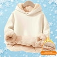 thumbnail image 2 of SUXIAN Girls Hoodies Soft Lined Hooded Pullover for Cold Weather Outdoor Play Cozy Warm Age 3-16 Beige 9-10 Years, 2 of 4