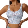 thumbnail image 2 of Lsque Blue Butterfly Printed Women'S Sports Bra, Compression, Moisture Wicking, High-Impact Sports Bra For Women,Supportive sports bra-X-Large, 2 of 9