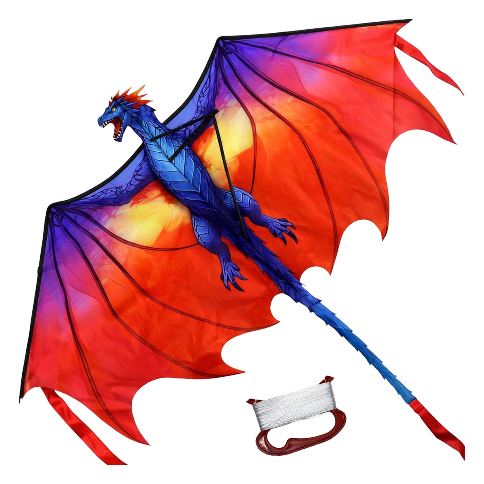EclipseJewels Dinosaur Kite for Kids and Adults - Easy to Fly with String, Colorful Large Beach Kite for Outdoor Games Family Fun,A
