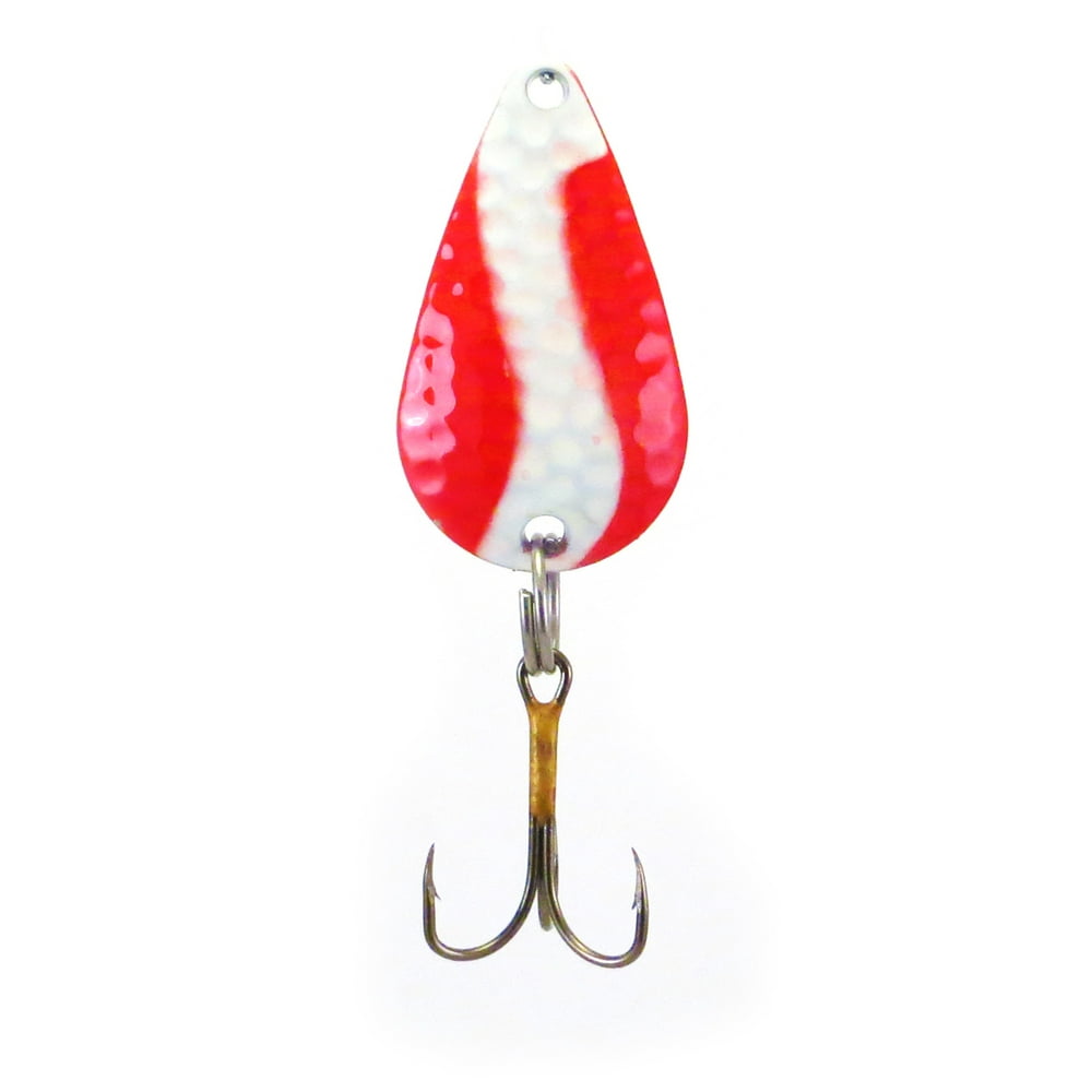 Rainbow Plastic Steelhead Spoon, Red/White Stripe