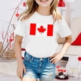 thumbnail image 2 of T-shirt à Manches Courtes pour Filles de la Fête du Canada, Col Rond d'Été, Coupe Décontractée, Chandails de Base, 2 of 4