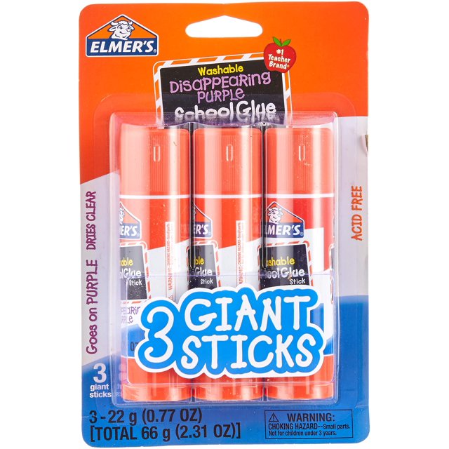 Barras de pegamento Elmer's morado desaparecible para escuela, 22 g, 18 barras