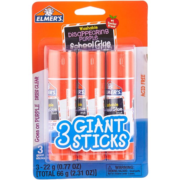 Barras de pegamento Elmer's morado desaparecible para escuela, 22 g, 18 barras
