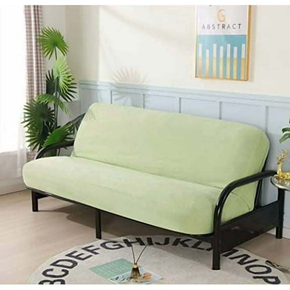 3 Side Zipper Classic Soft  Suede Futon Cover/Slipcover/Sofa DayBed Mattress Cover Couch Protector (Cover ONLY) (Light Pastel Green, Full Size)