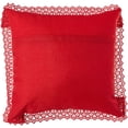 thumbnail image 3 of Violet Linen Christmas Braided Holly Lace Pattern, Polyester Burlap Fabric, Lace Border, Embroidered, , Four Jingle Bells, 18 Inch x 18 Inch, Decorative Throw Pillow Cover, 3 of 7