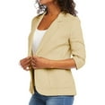 thumbnail image 4 of vigerkar 2025 Summer Linen Blazer Women Lightweight 3/4 Stretchy Ruched Sleeve Fully-Lined Casual Work Jacket with Pockets Khaki, S, 4 of 8
