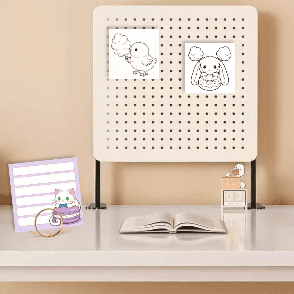 100 Sheets Unique Original Sticky Notes: Double-Sided (Coloring + Note-Taking), No-Repeat Patterns Memo Pads