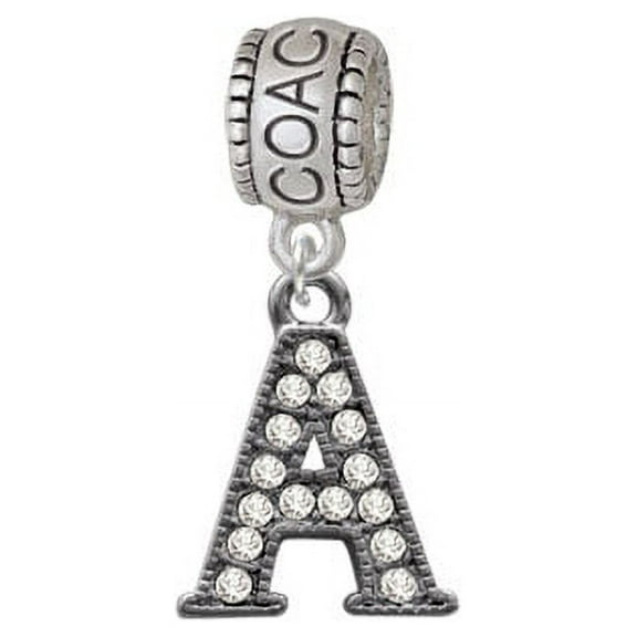 Crystal Black Initial - A - Beaded Border - Coach Charm Bead