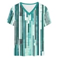 thumbnail image 3 of Summer T-shirts for Women Graphic Printed V Neck Tunic Tops Loose Fit Short Sleeve Casual Tee Shirt Plus Size (3XL, Green|Striped), 3 of 5