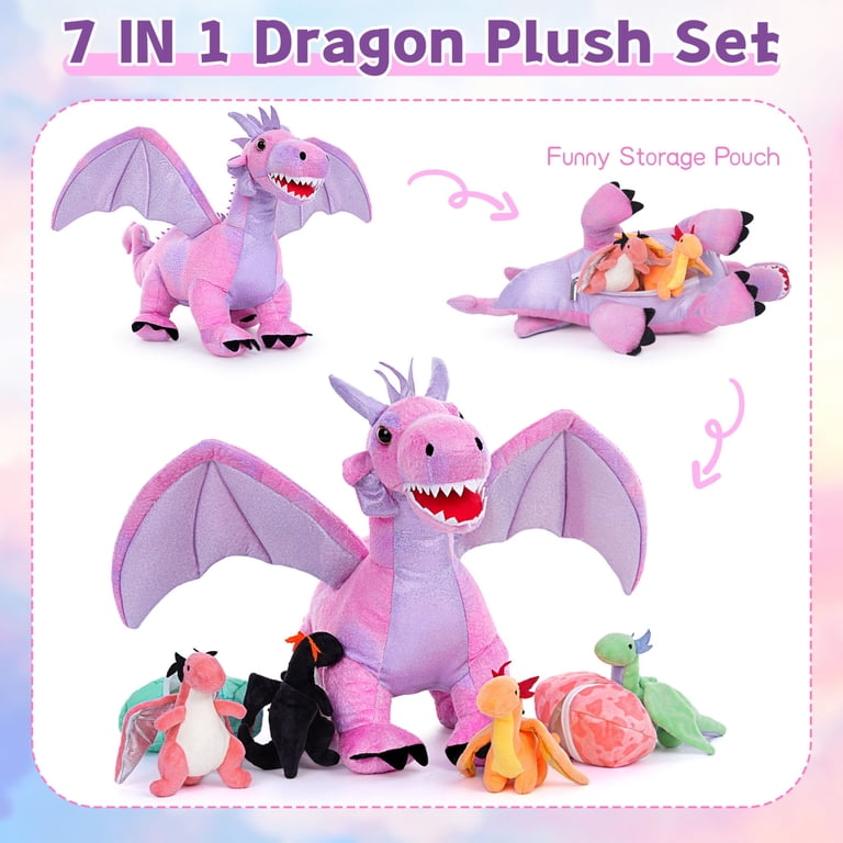 Tezituor, Giant Dragon Plush, 21.6'', 7-Piece Stuffed Animal Set