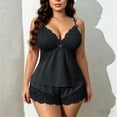 thumbnail image 4 of Bovxnpu Womens Pajamas Set 2 Piece Loungewear Set Cotton Spaghetti Strap Crew Neck Pajama Lace Sleepwear, 4 of 6