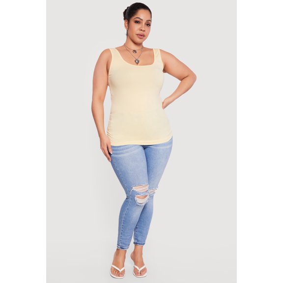 Women's Plus Size Solid Seamless Scoop Neck Tank Top
