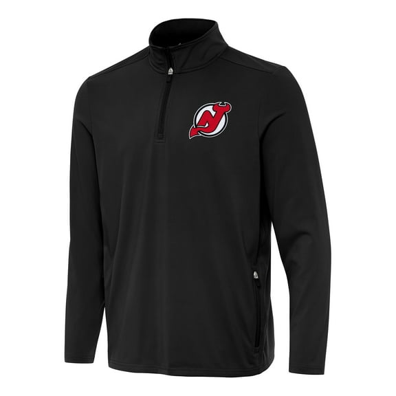 Men's Antigua  Black New Jersey Devils Perilous Quarter-Zip Sweatshirt
