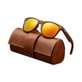 thumbnail image 2 of Gafas de clásicas con montura de madera y estuche para mujer y hombre, ideales para actividades al aire libre. Amarillo, 2 of 8