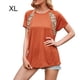 thumbnail image 1 of Camiseta de mujer con estampado de manga corta, cuello redondo, camiseta informal de verano, naranja, XL kenally  AP001232-12, 1 of 7