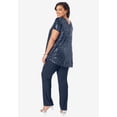 thumbnail image 3 of Roaman's Women's Plus Size Petite Plus-Size 2 Piece S/S Sequin Top And Pant Set, 3 of 5