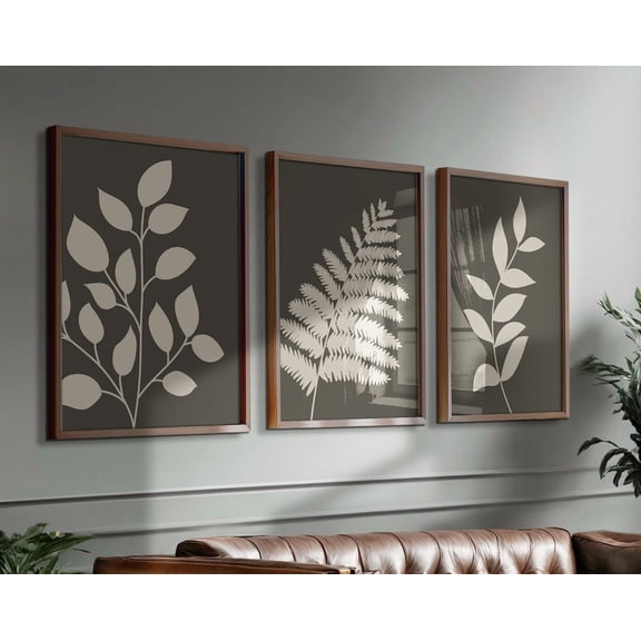 Luvia Neutral Botanical Print Set Of 3, Flower Boho Gallery Beige Botanical, Floral Art, Modern Wall Decor Set 3 Prints 8x12 UNFRAMED