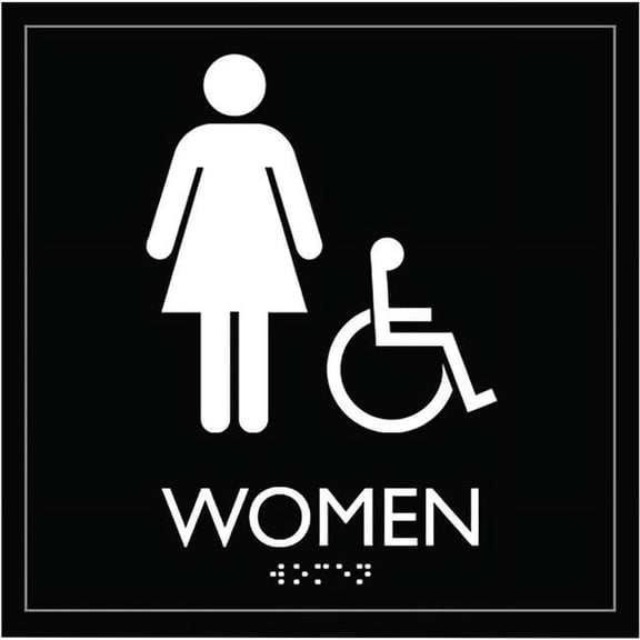 Lorell, LLR02657, Restroom Sign, 1 Each, Black